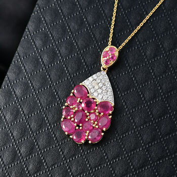 D'Joy afrikanischer Rubin und Zirkon Anh&auml;nger mit 50cm Kette - 5,73 ct.