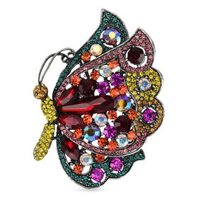 Mehrfarbiger Kristall Brosche Antik-silber-Plattierung