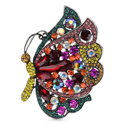 Mehrfarbiger Kristall Brosche Antik-silber-Plattierung