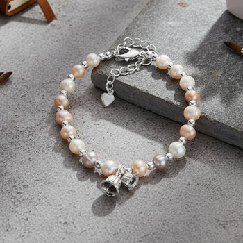 Mehrfarbige S&uuml;&szlig;wasser Perle Armband ca. 15.25 cm + 5 cm Extender, Nickelfreies Messing Silberfarben