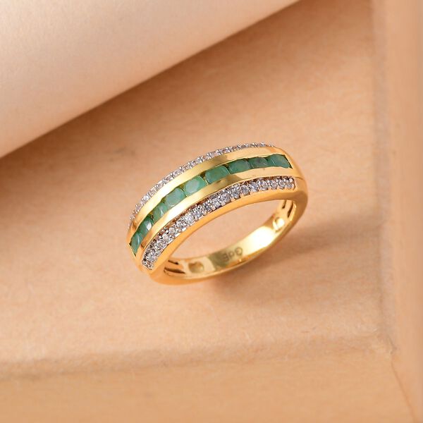 Kagem sambischer Smaragd und Zirkon Ring - 0,95 ct. image number 2