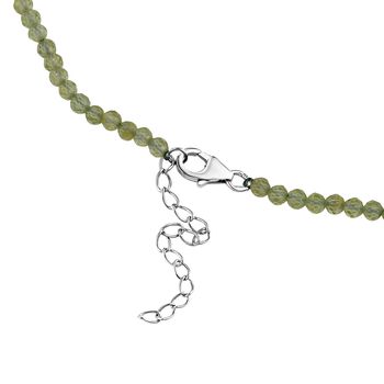 Wei&szlig;e Edison Perle, Peridot flexible Halskette, 925 Silber rhodiniert