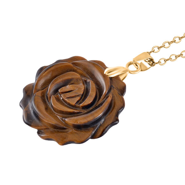 2er Set - Handgeschnitzter Gelbes Tigerauge Anh&auml;nger mit Kette und Ring (Gr&ouml;&szlig;e 19.00), goldfarben, ca. 30.00 ct image number 7