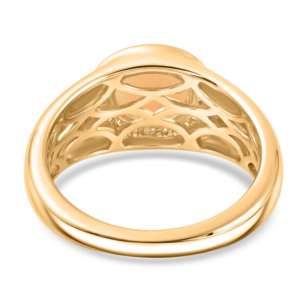 Nat&uuml;rlicher &Auml;thiopischer Opal und Zirkon Ring 925 Silber Gelbgold Vergoldet image number 6