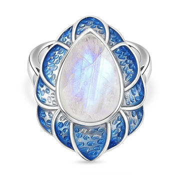 D'Joy AA Meetiyagoda Regenbogen Mondstein Ring 925 Silber rhodiniert (Gr&ouml;&szlig;e 18.00) ca. 5.09 ct