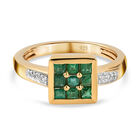 Kagem sambischer Smaragd und Zirkon-Ring, 925 Silber Gelbgold Vermeil  ca. 0,48 ct image number 0