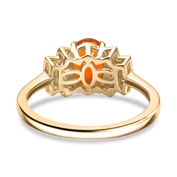 LUXURIANT AAA Feueropal und SI-GH Labor Diamant Ring in 375 Gold - 0,96 ct. image number 5