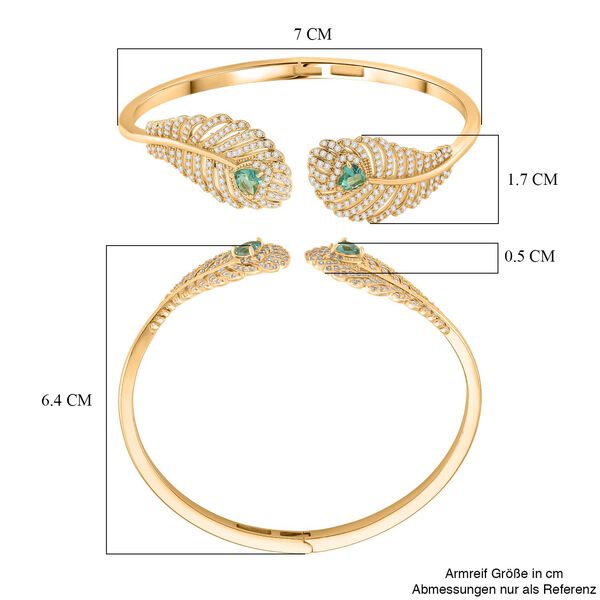 Gr&uuml;ner Kristall und wei&szlig;er Zirkonia 19cm Armreif image number 7