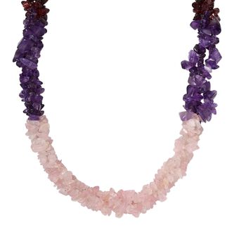 Mehrfarbige Edelstein Halskette, ca. 50 cm 925 Silber rhodiniert ca. 325.00 ct