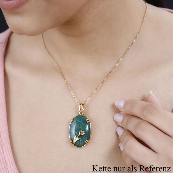 Gr&uuml;ner Aventurin Anh&auml;nger 925 Silber Gelbgold Vermeil ca. 35,78 ct. image number 3