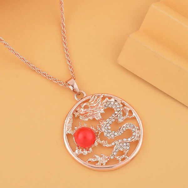 Kristall Halskette ca. 60 cm Reine Legierung Rose (7-8 Werktage Lieferzeit) image number 1