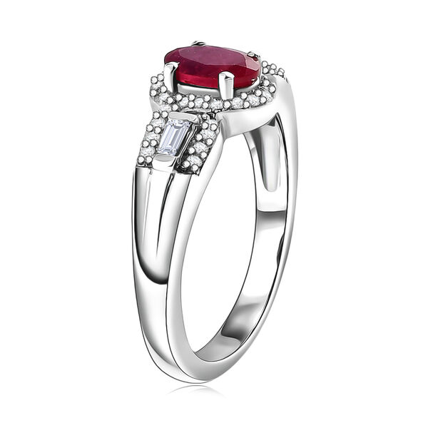 Afrikanischer Rubin und Zirkon-Ring, (Fissure gef&uuml;llt), 925 Silber platiniert image number 5