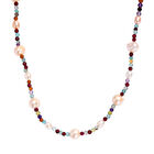 Mehrfarbige Süßwasser Perle, Mehrfarbig Edelsteine Halskette ca. 60 cm + 5 cm Extender, 925 Silber rhodiniert