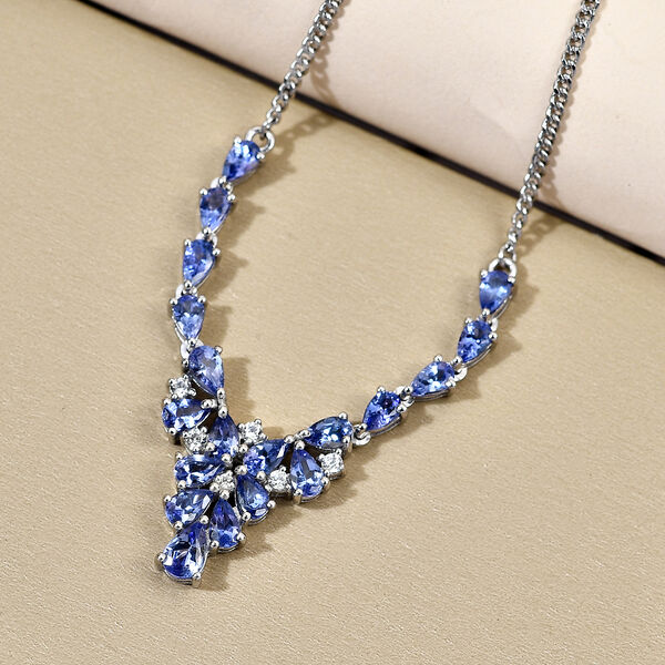 Tansanit-Collier,ca. 45 cm, 925 Silber platiniert ca. 4.21 ct image number 3