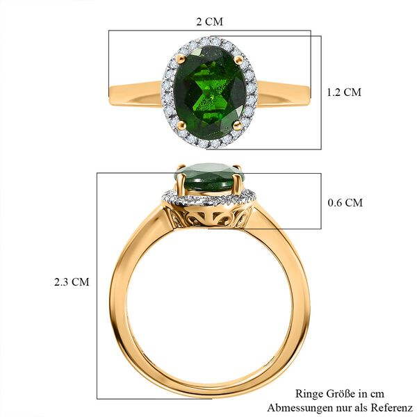 Nat&uuml;rlicher Chromdiopsid und wei&szlig;er Diamant Ring, ca. 2.01 ct image number 7