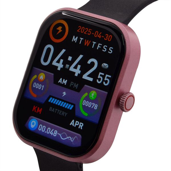 G21 Smartwatch, 2.01 Zoll HD Display, Pink-Schwarzes Silikonarmband image number 3