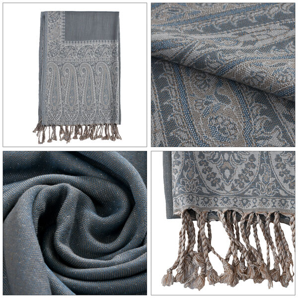 Gewebter Viskose Jamawar Schal, hellgrün image number 8