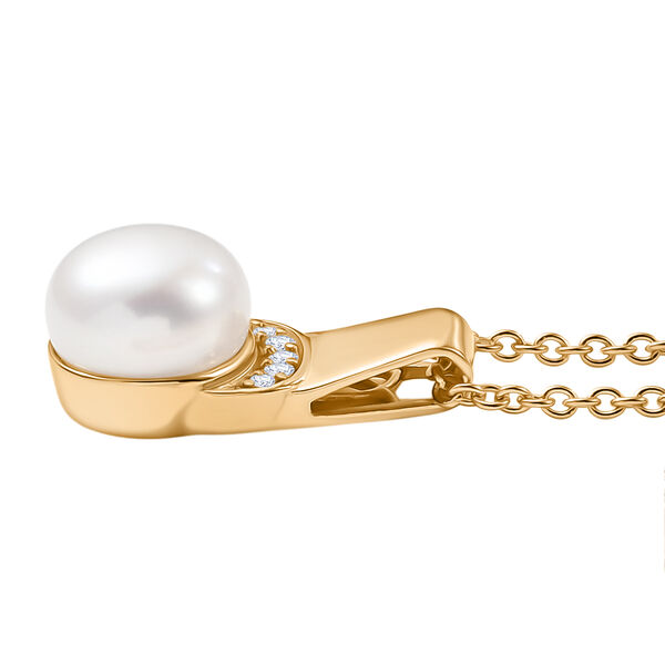 EverTrue S&uuml;&szlig;wasser Perle und Zirkon Anh&auml;nger mit 50cm Kette in Goldton image number 4