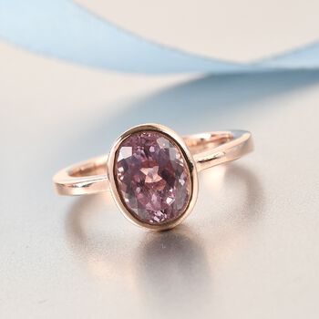 Martha Rocha Kunzit Solit&auml;r-Ring, 925 Silber Ros&eacute;gold (Gr&ouml;&szlig;e 17.00) ca. 2,00 ct