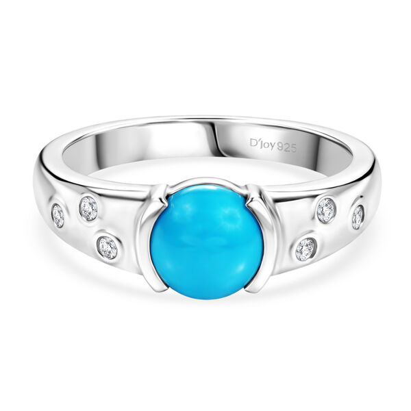 D'Joy Sleeping Beauty T&uuml;rkis, Moissanit Ring 925 Silber platiniert (Gr&ouml;&szlig;e 19.00) ca. 1,35 ct