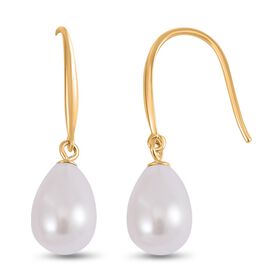 Weiße Muschelkernperle Ohrringe 925 Silber vergoldet
