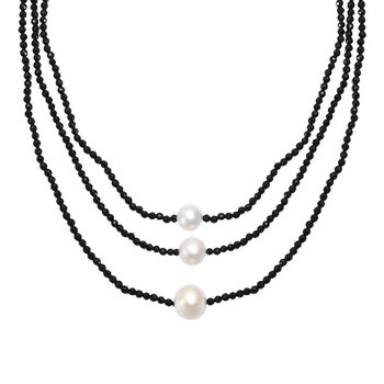EverTrue schwarze Spinell und S&uuml;&szlig;wasser Perle 45+5cm Halskette