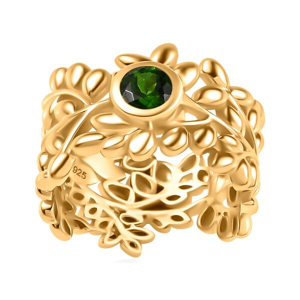 Natürlicher Chromdiopsid Ring 925 Silber Gelbgold Vermeil (Größe 18.00) ca. 0,54 ct image number 4