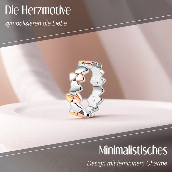 Dreifarbiger Bandring mit Herzmotiven image number 4