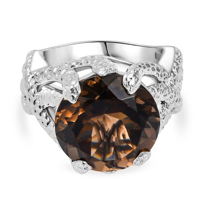 Rauchquarz Ring Messing (Gr&ouml;&szlig;e 19.00) ca. 9,37 ct