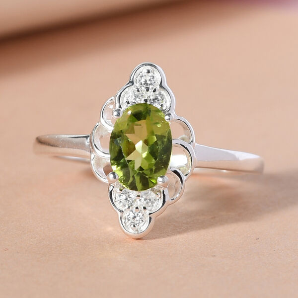Nat&uuml;rlicher Peridot und Zirkon-Ring, 925 Silber  ca. 1,04 ct image number 2