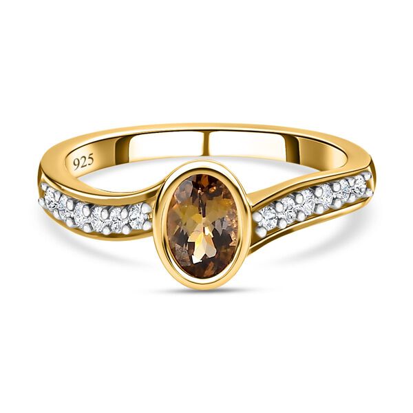 Nat&uuml;rlicher, goldener Tansanit und Zirkon-Ring - 0,99 ct.