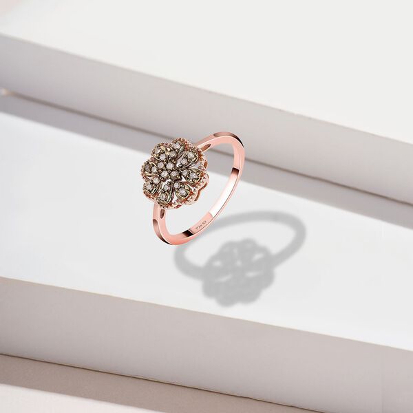 Nat&uuml;rlicher Champagner Diamant Ring, 925 Silber Ros&eacute;gold Vermeil (Gr&ouml;&szlig;e 16.00) ca. 0,26 ct image number 2