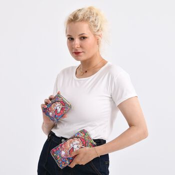 Geldb&ouml;rsen-Set mit Einhornmuster und bedruckter Schal aus 100% Seide