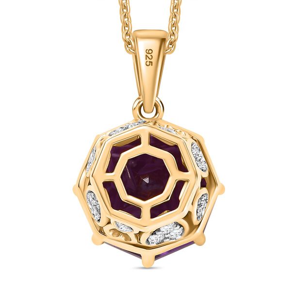 Afrikanischer Amethyst und Zirkon Anhänger mit 45cm Kette - 6,86 ct. image number 5