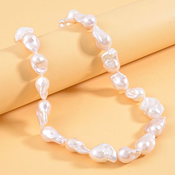 14-16 mm Premium wei&szlig;e Barockperle-Halskette, 50 cm image number 7