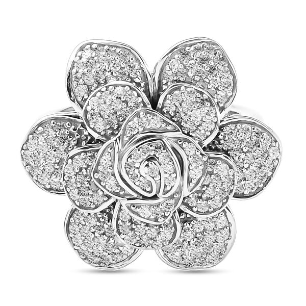 Diamant Rosen Ring 925 Silber platiniert  ca. 1,00 ct