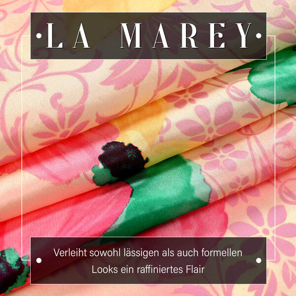 LA MAREY - 100% Maulbeeren-Seidenschal, Chiffon, 55x170 cm, mehrfarbiges florales Muster image number 2