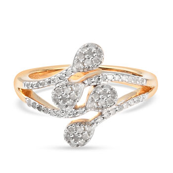 Diamant Bypass Ring 925 Silber Gelbgold Vermeil (Gr&ouml;&szlig;e 16.00) ca. 0,33 ct