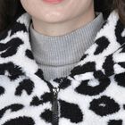 TAMSY Kunstfell Wintermantel mit Reißverschluss, Schneeleopard Muster, Größe L 110x76x59 cm, Schwarz und Weiß image number 4