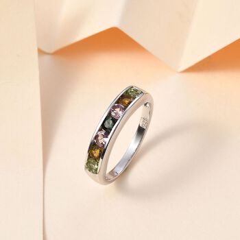 Mehrfarbig Turmalin Ring, 925 Silber platiniert  ca. 0,83 ct