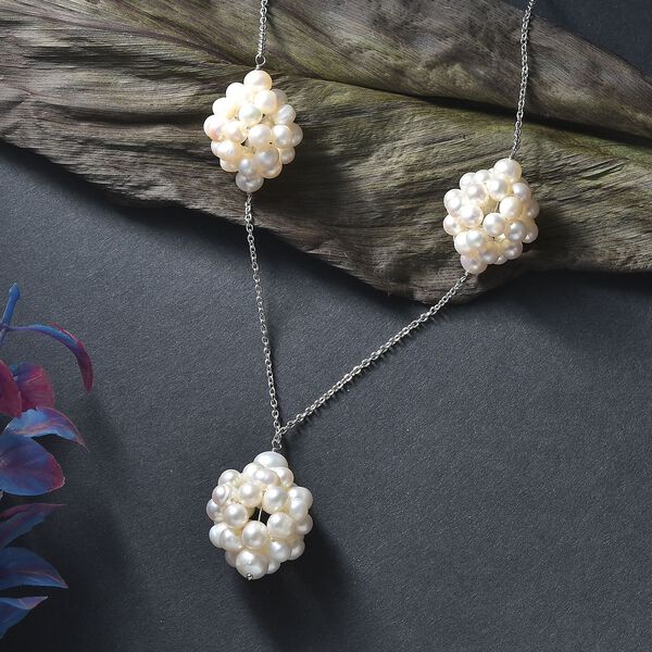 Weiße Süßwasser Perle Halskette ca. 50 cm 925 Silber rhodiniert image number 1