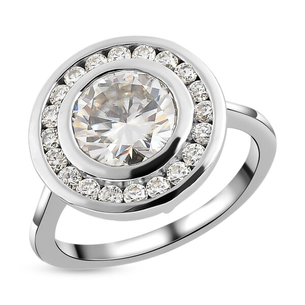88 Facetten Moissanit-Ring, 925 Silber platiniert  ca. 2,16 ct image number 5