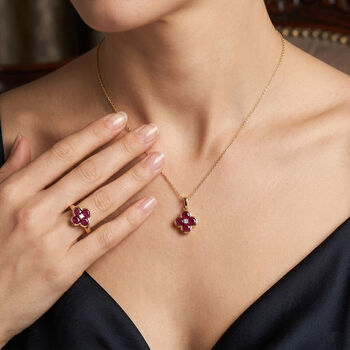 D'Joy afrikanischer Rubin und Zirkon Ring und Anh&auml;nger