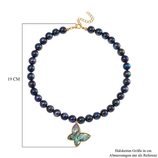 Pfaufarbene Muschelkernperlen und Abalone Muschel Halskette, 45 cm - 330 ct. image number 5