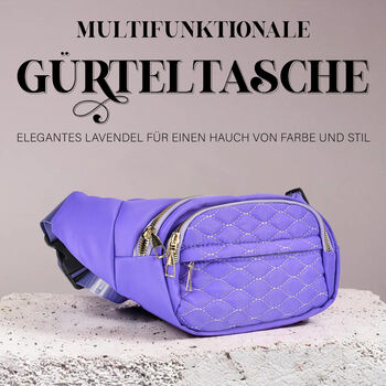 Multifunktionale RFID-gesch&uuml;tzte Nylon G&uuml;rteltasche mit Schnellverschluss, 36x4x13cm, Lavendel