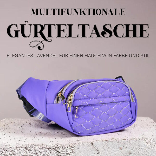 Multifunktionale RFID-geschützte Nylon Gürteltasche mit Schnellverschluss, 36x4x13cm, Lavendel image number 2