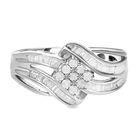 Designer-Stil Weißer Diamant Ring, 925 Silber platiniert, (Größe 21.00), ca. 0.33 ct
