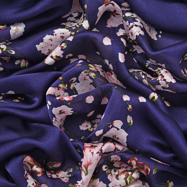 LA MAREY - 100% Maulbeeren-Seidenschal, Chiffon, 60x170 cm, Marineblau image number 12