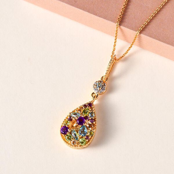 GP Italian Garden Kollektion - mehrfarbiger Edelstein-Anh&auml;nger mit Kette in Silber image number 3