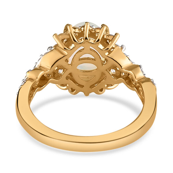 Nat&uuml;rlicher, &auml;thiopischer Opal und wei&szlig;er Zirkon-Ring, 925 Silber Gelbgold Vermeil  ca. 1,87 ct image number 6
